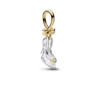 PANDORA Moments Disney Prinzessin Cinderella Schuh Charm aus Sterling-Silber mit 14K vergoldeter Metalllegierung und gezüchtetem Kristall, Kompatibel ME und Moments, 764327C01