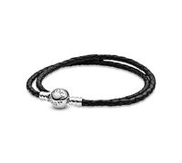 Pandora Schmuck 590745CBK Damen Leder-Wickelarmband Zweifach Schwarz, 41 cm