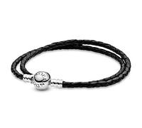 Pandora Schmuck 590745CBK Damen Leder-Wickelarmband Zweifach Schwarz, 38 cm
