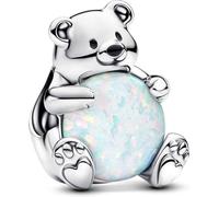 PANDORA Moments Eisbär Charm aus Sterling Silber mit synthetischer Opal, Kompatibel Moments Armbänder, 793589C01