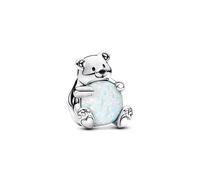 PANDORA Moments Eisbär Charm aus Sterling Silber mit synthetischer Opal, Kompatibel Moments Armbänder, 793589C01