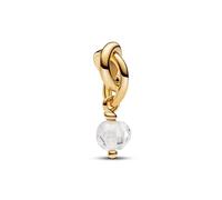 PANDORA Moments Facettierter klarer Ewigkeitskreis Charm-Anhänger aus Sterling Silber mit vergoldeter Metalllegierung und künstlichem Kristall, Kompatibel Moments Armbänder, 763462C04
