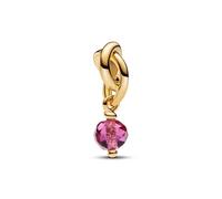 PANDORA Moments Facettierter rosafarbener Ewigkeitskreis Charm-Anhänger aus Sterling Silber mit vergoldeter Metalllegierung und Kristall, Kompatibel Moments Armbänder, 763462C10