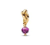 PANDORA Moments Facettierter violetter Ewigkeitskreis Charm-Anhänger aus Sterling Silber mit vergoldeter Metalllegierung und künstlichem Kristall, Kompatibel Moments Armbänder, 763462C02