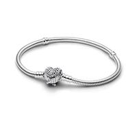 PANDORA Moments Flügel Herzverschluss Schlangen-Gliederarmband aus Sterling-Silber mit Zirkonia, Kompatibel Moments, Größe: 16 cm, 593680C01-16