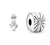 PANDORA Moments Für immer & Ewig Teilbarer Charm-Anhänger aus Sterling Silber mit Zirkonia, Kompatibel Moments Armbändern, 793232C01 Clip/Stopper Sonnenstrahlen 798614C01