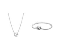 PANDORA Moments Funkelnde Unendlichkeits-Herz Collier-Halskette aus Sterling Silber mit Zirkonia Steinen, Größe 50cm, 392666C01-50