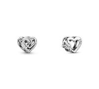 Pandora Moments Funkelnde Verschlungene Herzen Charm aus Sterling Silber & „Love You Mum“ Unendlichkeits-Herz Charm Sterling-Silber 9,4 x 11,4 x 12,6 mm (T/H/B)
