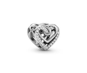 PANDORA Moments Funkelnde Verschlungene Herzen Charm aus Sterling Silber mit Zirkonia Steinchen - Kompatibel Moments Armbänder - 799270C01