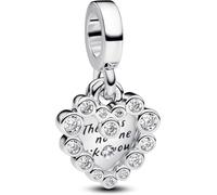 PANDORA Moments Funkelnder Doppel-Herzanhänger Charm aus Sterling Silber mit Zirkonia, Kompatibel Me und Moments Armbändern, 793765C01