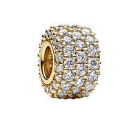 Pandora Charm 762820C01 – Funkelndes dreireihiges Pavé, vergoldetes Sterling‑Silber, Zirkonia