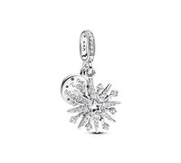 PANDORA Moments Funkelndes Feuerwerk Doppelter Charm-Anhänger aus Sterling Silber mit Zirkonia, Kompatibel Moments und ME Armbänder, 793512C01