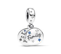 PANDORA Moments Geliebte Familie Doppelter Charm-Anhänger aus Sterling Silber mit Zirkonia, Kompatibel Moments Armbändern, 792987C01