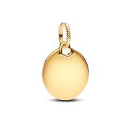 PANDORA Moments Gravierbarer runder Charm-Anhänger aus Sterling Silber mit vergoldeter Metalllegierung, Kompatibel Moments Armbänder, 368610C00