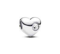 PANDORA Moments Gravierbares Herz-Charm aus Sterling Silber mit Zirkonia, Kompatibel Moments, 794161C04