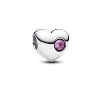 PANDORA Moments Gravierbares Lilafarbenes Stein Herz-Charm aus Sterling Silber mit künstlichem Kristall, Kompatibel Moments, 794161C02