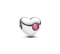 PANDORA Moments Gravierbares rosafarbenes Stein Herz-Charm aus Sterling Silber mit künstlichem Kristall, Kompatibel Moments, 794161C10