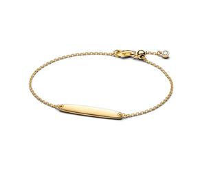 PANDORA Moments Gravierbares Stab Kettenarmband aus 14 Karat vergoldetem Sterling-Silber, Größe: 16cm, 564010C01-16