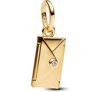 PANDORA Moments Gravierbares & Zu öffnendes Kuvert Charm-Anhänger mit 14k vergoldete Metalllegierung, Kompatibel ME und Moments, 764421C01