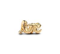 PANDORA Moments Handgeschriebene Liebe Charm aus Sterling Silber mit vergoldeter Metalllegierung, Kompatibel Moments Armbänder, 763055C00