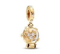 Pandora Charm-Anhänger 762825C01 – Herz Schneeflocke Schneekugel – Gelbgold Vergoldung – Zirkonia