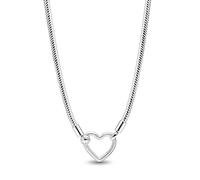 PANDORA Moments Herzverschluss Schlangen-Gliederhalskette aus Sterling Silber, Kompatibel Moments Charms, Größe 45cm,393377C00-45