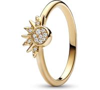 PANDORA Moments Himmlisch Funkelnder Sonnenring mit 14 Karat vergoldeter Metalllegierung mit klaren Cubic Zirkonia Steinchen in der Größe 60, 162674C01-60