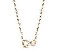 Pandora Moments Infinity Herz 14 Karat vergoldete Halskette mit klarem Zirkonia
