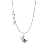 PANDORA Moments Klassische Ankerkette + Blauer Schmetterling & Spruch Doppelter Charm-Anhänger aus Sterling-Silber mit Cubic Zirkonia im Geschenkset, Gr. 45 cm, SET590515-45+790757C01