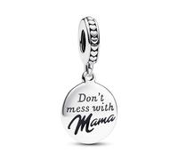 PANDORA Moments Mama Gravierbarer Charm-Anhänger aus Sterling Silber, Kompatibel Moments Armbändern, 793204C01