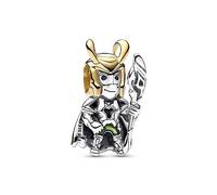PANDORA Moments Marvel Loki Charm aus Sterling Silber mit 14 Karat vergoldeter Metalllegierung, Kompatibel Moments Armbänder, 762764C01