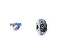Pandora Moments Metallic-Blaues Gecko Charm aus Sterling Silber, Kompatibel Moments Armbändern, 792701C01 & Welliges dunkelblaues Ozean Murano-Glas Charm