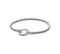 PANDORA Moments O Verschluss Schlangen-Gliederarmband aus Sterling Silber - kompatibel Moments Armbänder - Größe: 19 cm