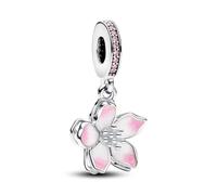 Pandora Moments Ohrstecker Stiefmütterchen, Sterlingsilber, mit klarem Cubic Zirkonia und abgestuft blauer und weißer Emaille