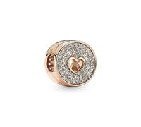 PANDORA Moments Pavé und Herz Jahrestag Charm-Anhänger aus 14 Karat rosévergoldete Metalllegierung, kompatibel mit Armbändern aus der Moments Kollektion