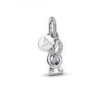 PANDORA Moments Pavé Unendlichkeitsknoten Charm-Anhänger aus Sterling Silber mit Zirkonia, Kompatibel Me und Moments Armbändern, 793780C01