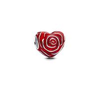 PANDORA Moments Rose Herz Charm aus Sterling Silber, Kompatibel Moments Armbänder, 793673C01