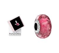 PANDORA Moments Rotes Herz & Pfeil Murano-Glas Charm-Anhänger aus Sterling Silber, Zirkonia, Kompatibel Moments Armbänder, 793085C01 798872C00 Silberne Muranoglasperle für Frauen.