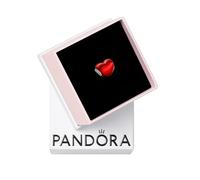 PANDORA Moments Rotes Metallic-Herz Charm aus Sterling Silber, Kompatibel Moments Armbänder, 793337C02