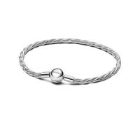PANDORA Moments Runder Verschluss Gedrehtes Schlangen-Gliederarmband aus Sterling-Silber, Kompatibel Moments, Größe: 17 cm, 593757C00-17