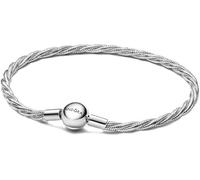 Pandora Moments Runder Verschluss Gedrehtes Schlangen-Gliederarmband aus Sterling-Silber, Kompatibel Moments, Größe: 16 cm, 593757C00-16