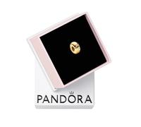PANDORA Moments Rundes Clip-Charm aus Sterling Silber mit vergoldeter Metalllegierung, Kompatibel Moments, 763678C00
