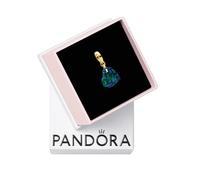 PANDORA Moments Schillerndes Grünes Herz Charm-Anhänger aus Sterling Silber mit vergoldeter Metalllegierung und künstlichem Opal, Kompatibel Moments Armbändern, 763348C01