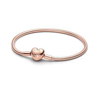 PANDORA Moments Schlangen-Gliederarmband mit Herz-Verschluss aus Sterling Silber mit rosévergoldete Metalllegierung, Kompatibel Moments, Größe:19, 583050C00-19