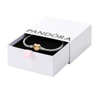 Pandora Moments Schlangen-Gliederarmband mit Herz-Verschluss, Silber/Gold, 18 cm