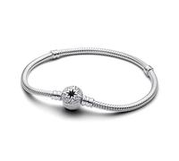 PANDORA Moments Schlangen-Gliederarmband mit Polarstern-Verschluss aus Sterling Silber mit Zirkonia, Kompatibel Moments Charms, Größe: 20 cm, 593584C01-20