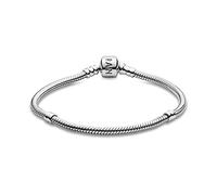 PANDORA Moments Schlangen-Gliederarmband mit Zylinderverschluss aus Sterling-Silber, kompatibel mit Charms und Anhängern aus der Moments Kollektion, Größe: 18cm