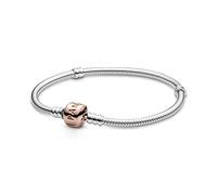 PANDORA Moments Schlangen-Gliederarmband mit Zylinderverschluss aus Sterling-Silber und 14 Karat rosévergoldeterr Metalllegierung, kompatibel mit Charms und Anhängern aus der Moments Kollektion 19cm