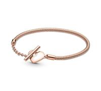 Pandora Moments Schlangenketten-Armband Herz, 14-karätig Roségold-vergoldet, mit T-Stab