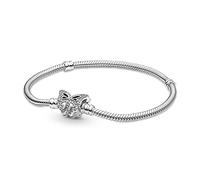 Pandora Moments Schlangenketten-Armband, Sterlingsilber, mit Schmetterlingsverschluss mit klarem Cubic Zirkonia, 16